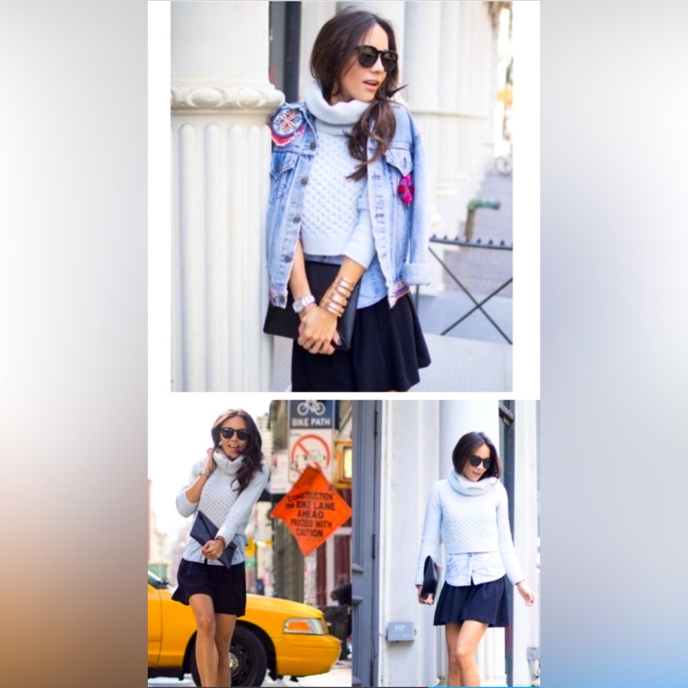 Club Monaco Leala Cropped Turtleneck Sweater - Light Blue